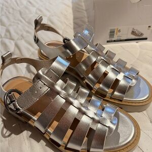 Silver Strappy Sandals size 6